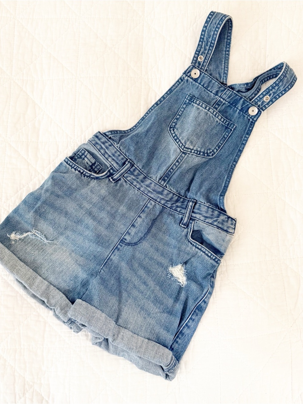 NEW The Children's Place Light Blue Denim Shortall Overalls 8 NWOT